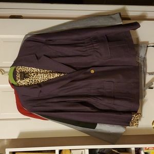 EUC,IMAN 1 BUTTON BLAZER,LINED Animal print silk like fabric.Size 1X,Purple